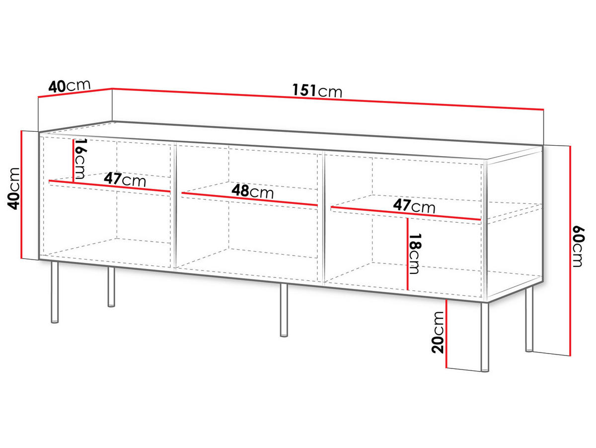 TV-LOWBOARD Palazzo Bis 150 3D - Schwarz, Holzwerkstoff/Kunststoff (151/40/60cm) - MIRJAN24