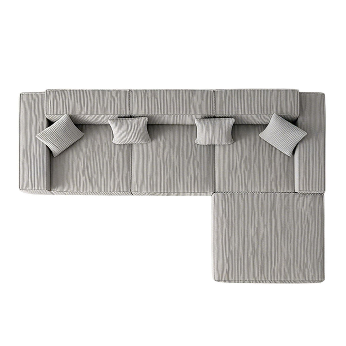 ECKSOFA cordstoff 279 cm flexibles design - Grau, Textil (279/165cm) - Urban Meuble