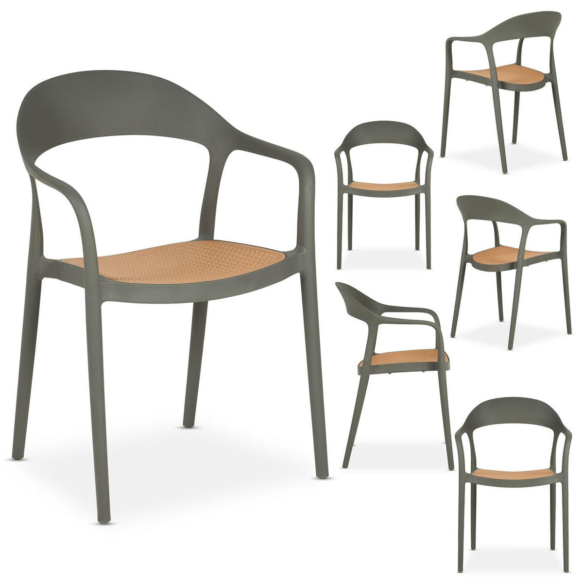 GARTENSTÜHLE LAVANDA 6ER-SET - Grau, Textil (57/81/54cm) - IDIMEX