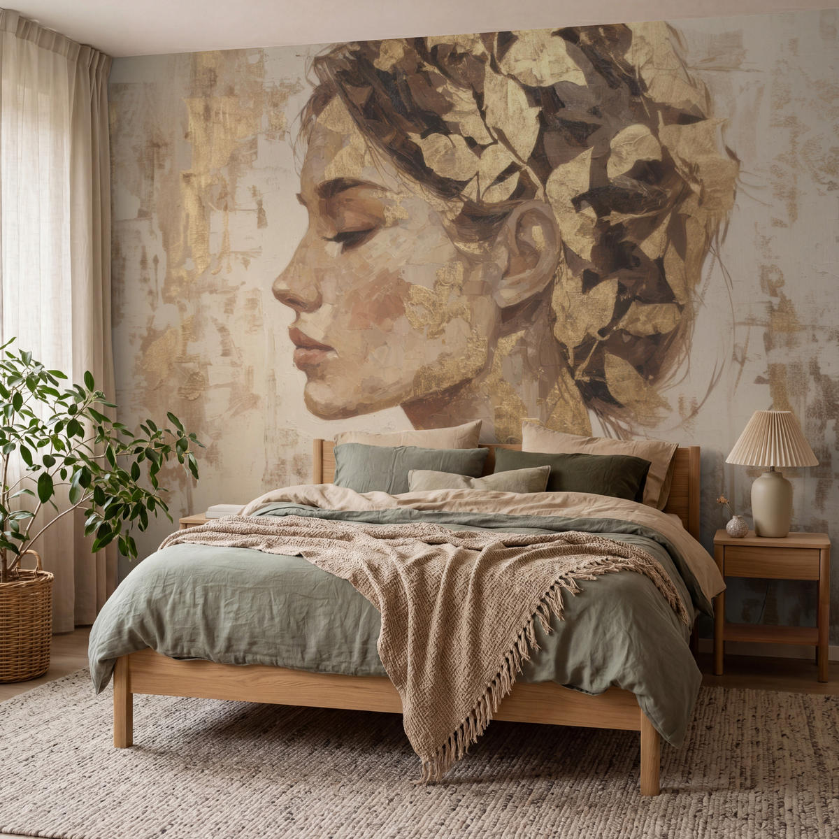 TAPETE - Frau - Gold - Abstrakt - Textur - 400x300 cm - Goldfarben, Papier (400/300cm) - OnlyWow