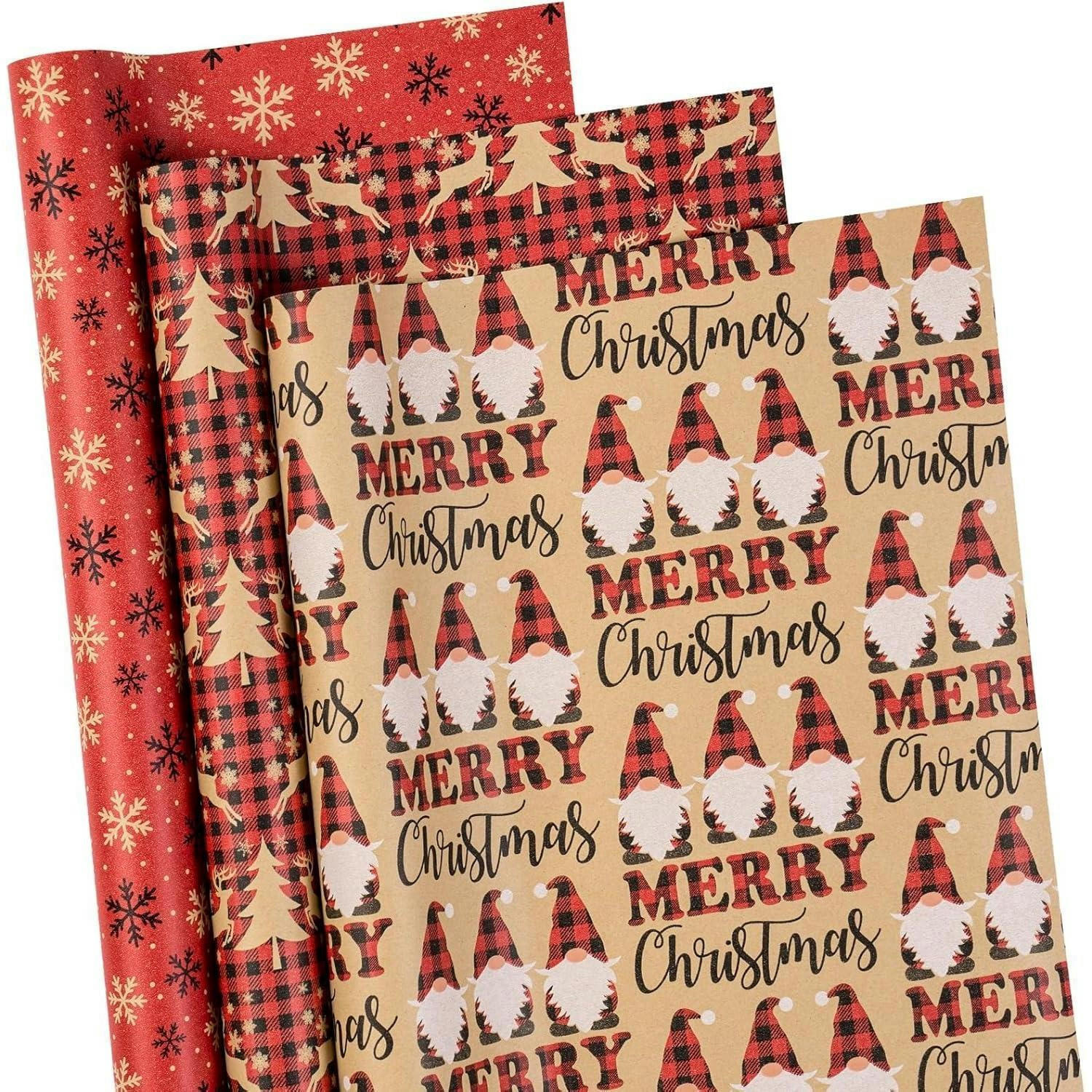 GESCHENKPAPIER 3 Rollen Set Weihnachtsmotiv 43,2 cm x 3 m - Multicolor, Papier (4/44/10cm)