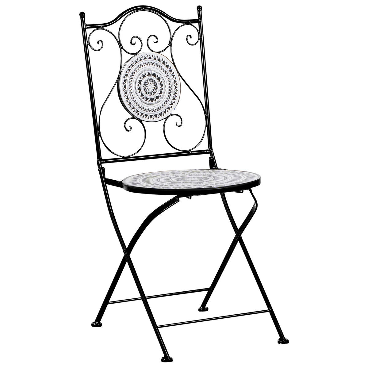 GARTENSTUHL Schwarz Comiso - Schwarz/Weiß, Metall (40/90/45cm) - Beliani