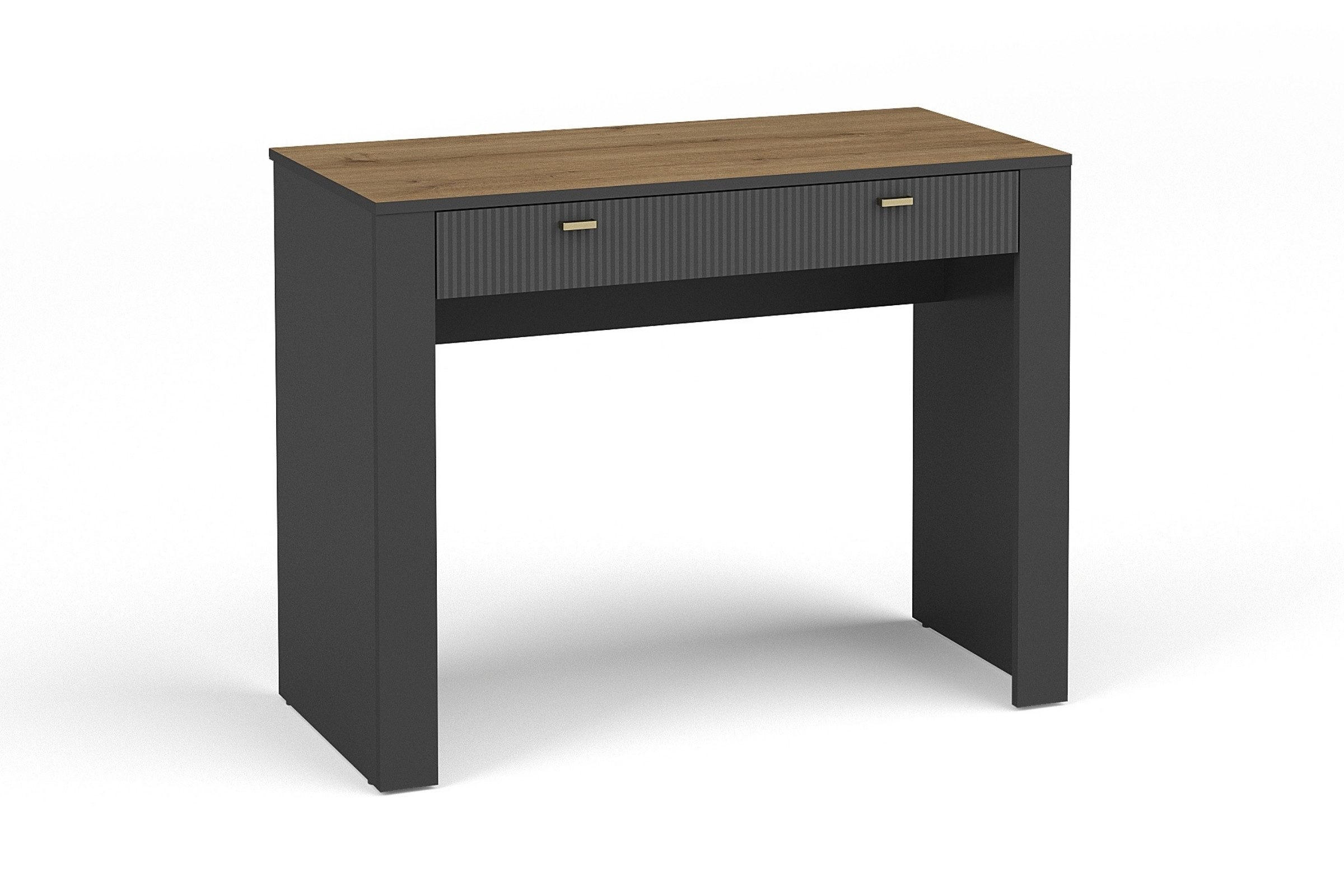 SCHMINKTISCH MONI 10 in Schwarz / Eiche Whiskey matt 102/79/50 cm - Schwarz, Holzwerkstoff (102/79/50cm) - Deine Möbel 24