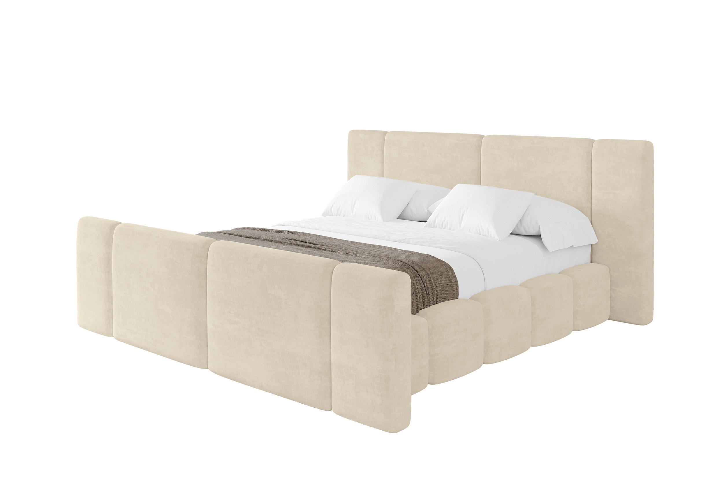 POLSTERBETT mit Bettkasten, Fußteil und Lattenrost, Boxbett ohne Matratze - NILO-Z 180x200 Beige - Beige, Holzwerkstoff/Textil (180/200cm) - ALTDECOR