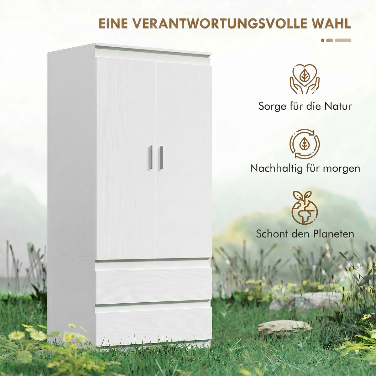 ŠATNÍ skříň z MDF desky, bílá - bílá, kompozitní dřevo (55/177.5/80cm) - HOMCOM