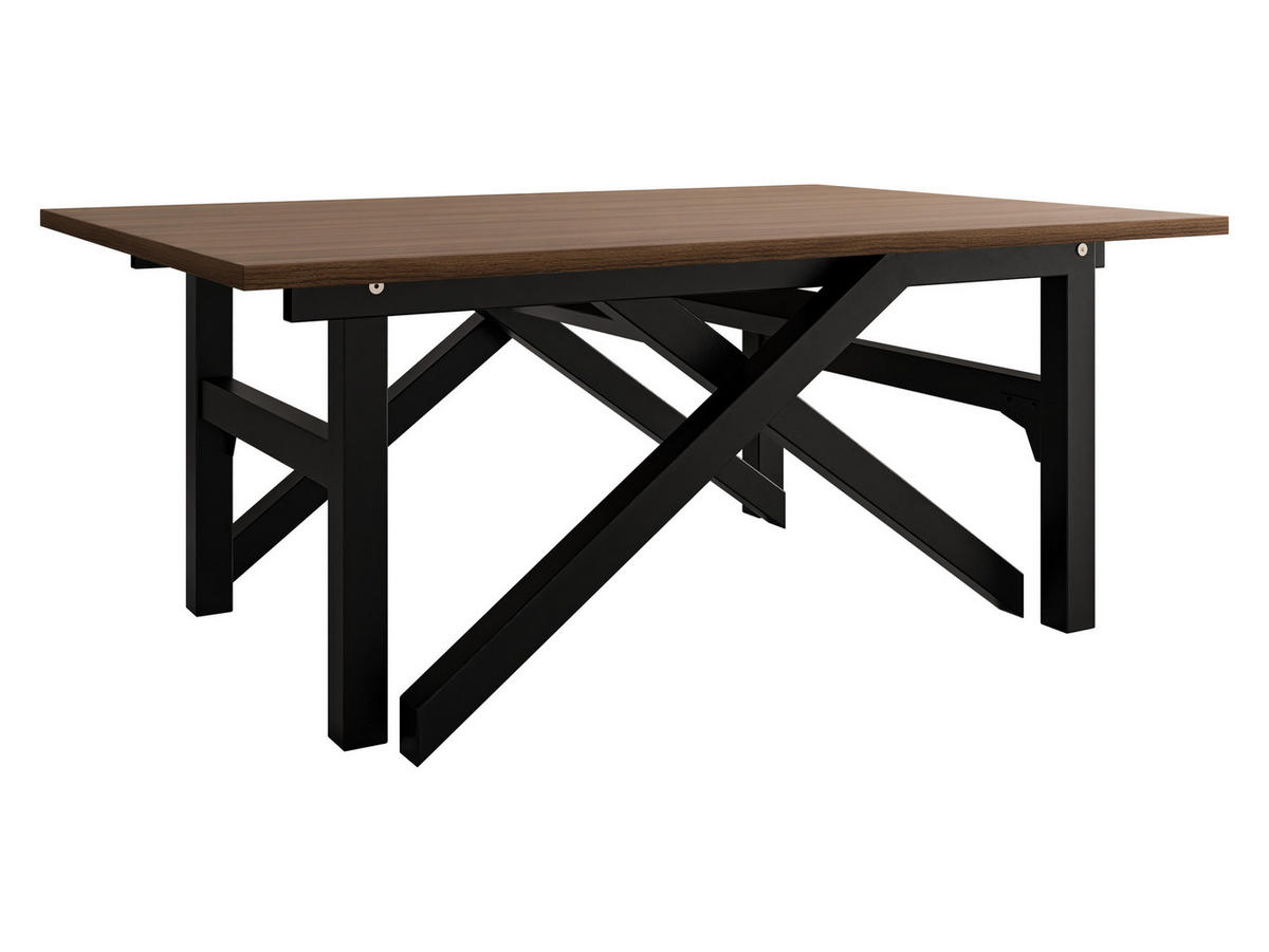 2-IN-1 COUCHTISCH UND ESSTISCH Xena Bis - Nussbaumfarben/Schwarz, Holzwerkstoff/Metall (70/100/45cm) - MIRJAN24