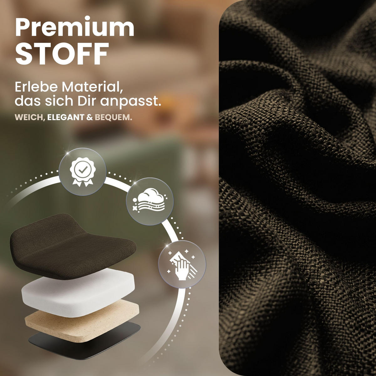 STUHL 2 Stoff Braun - Schwarz/Braun, Textil/Metall (45/84/55cm) - CLP