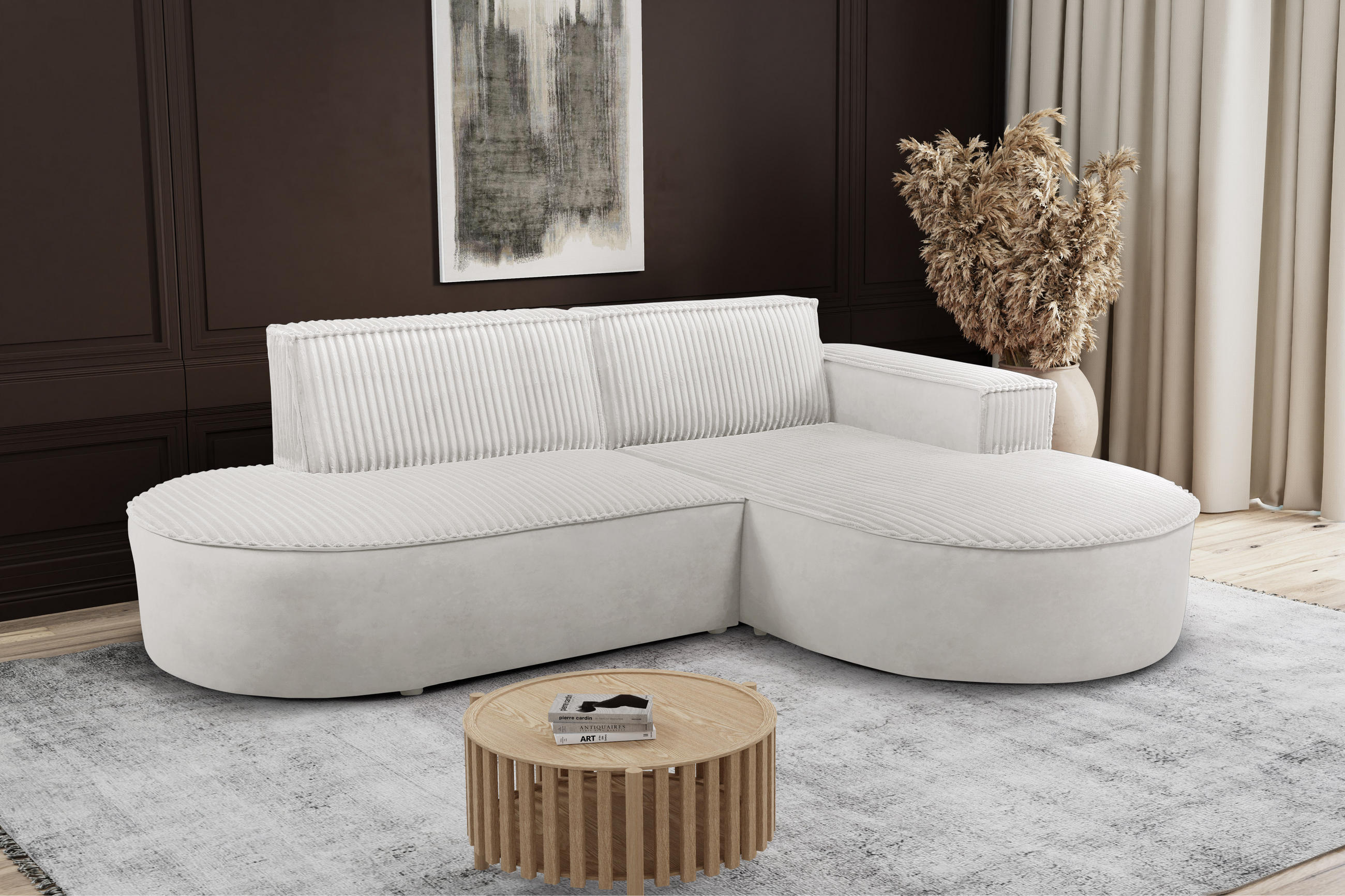 ECKSOFA L-förmiges Modena Soft Ecru Rechts - Ecru, Holz (236/165cm) - Kaiser Möbel