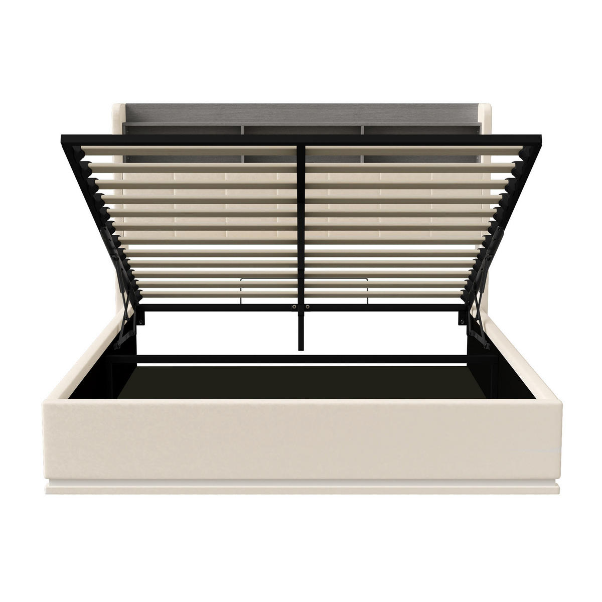 POLSTERBETT 140x190 cm Samt mit LED Kopfteil, Lattenrost und USB Typ-C Funktion - Weiß, Holzwerkstoff (140/190cm) - Novahome