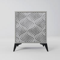 SIDEBOARD CONCRETE MOVEMENT, Grau, 57,5x42x70,5 cm, Schwarze Metall-Sternfüße - Multicolor/Schwarz, Holzwerkstoff/Metall (57.5/70.5/42cm) - SpaceRebels
