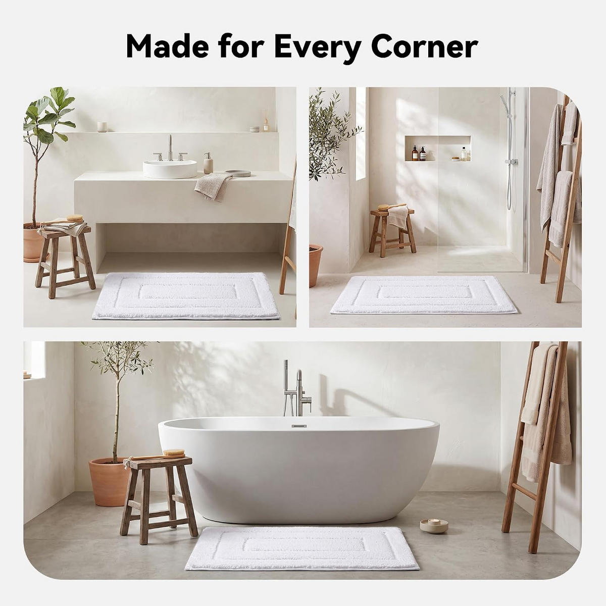 BADEMATTE - 40*60cm - Weiß - Weiß, Textil (40/60cm)