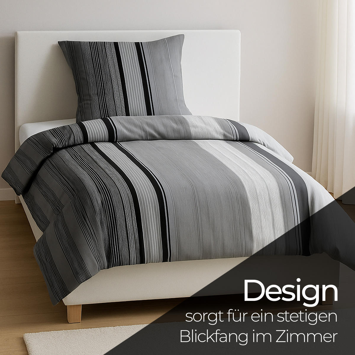 BETTWÄSCHE-SET (135x200cm) - Ameland - Dunkelgrau, Textil (135/200cm) - Bestlivings