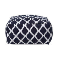 SITZPOUF blau-weiß mit Ikat-Muster, 60/60/30 cm - Blau, Textil (60/30/60cm) - Homescapes