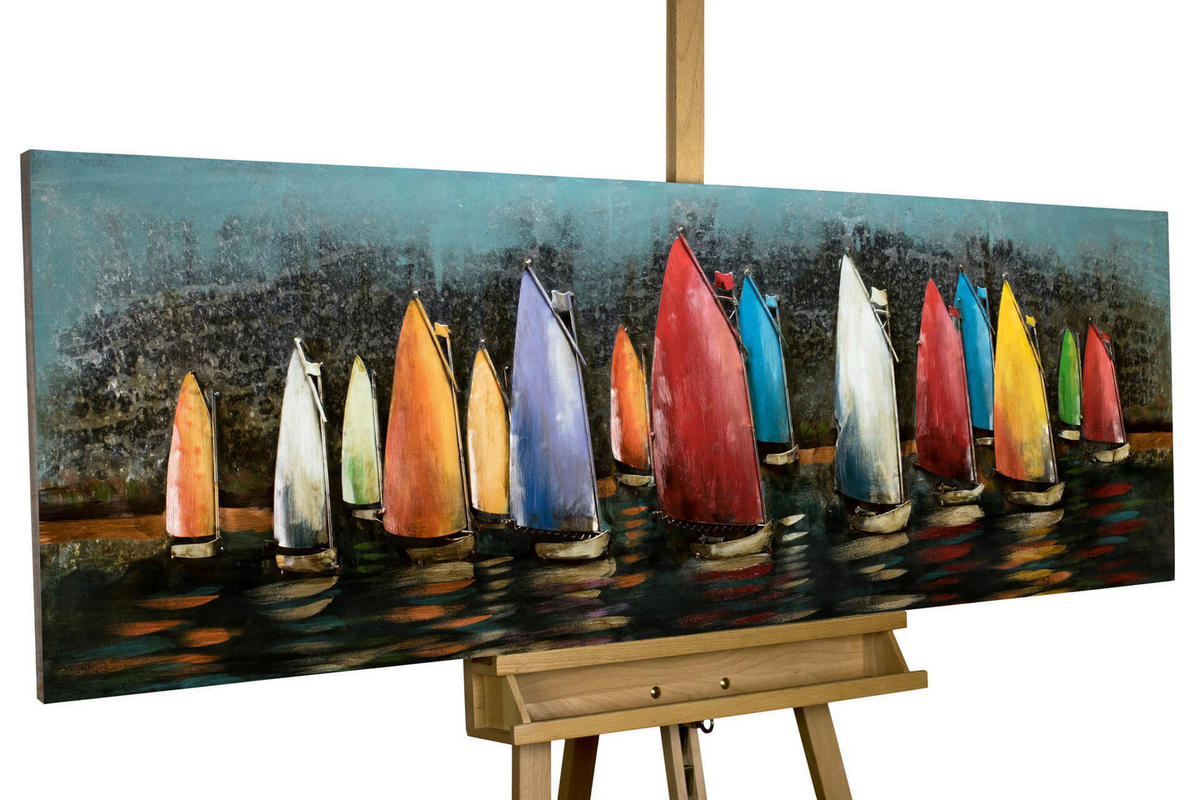 METALLBILD Bunt 144/44 cm - Multicolor, Metall (7.6/44cm) - KUNSTLOFT