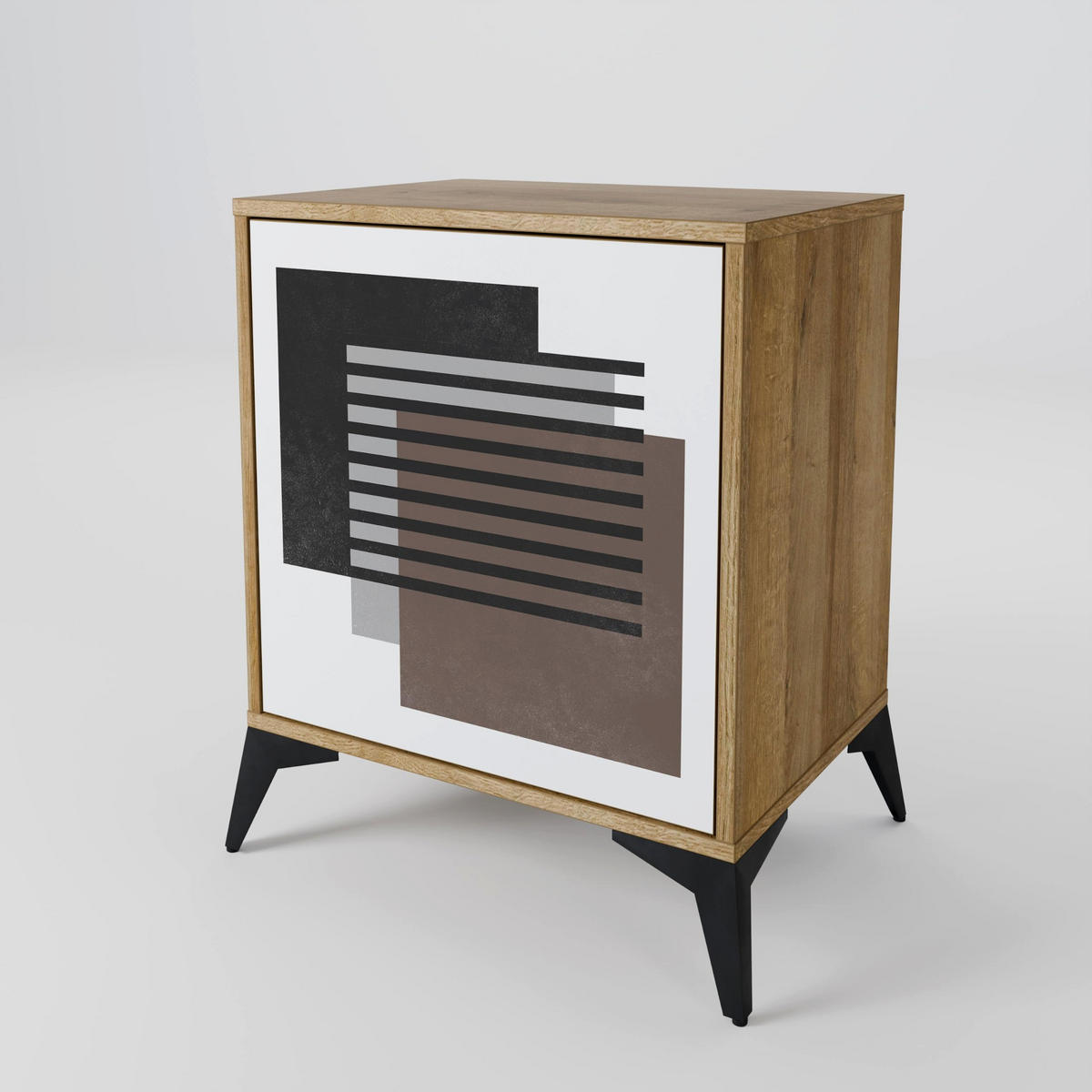 SIDEBOARD SHADOW SYNCHRONY, Eichefarben, 57,5x42x75,5 cm, Goldfarbene Metallfüße - Eichefarben/Goldfarben, Holzwerkstoff/Metall (57.5/75.5/42cm) - SpaceRebels
