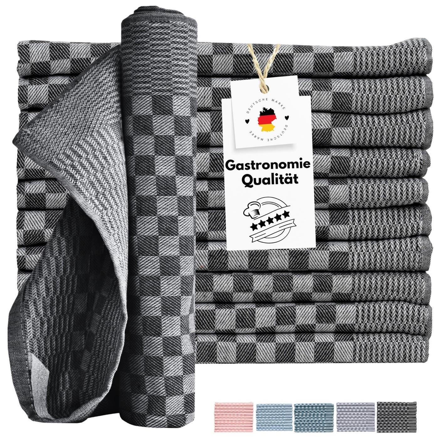 GESCHIRRTÜCHER 50x70 cm im 10er Set aus 100% Baumwolle, Zwirn-Qualität Grubentücher Schwarz - Schwarz, Textil (50/70cm) - Carpe Sonno