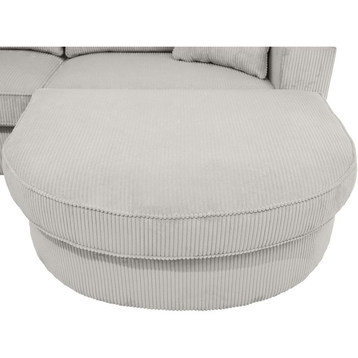 ECKSOFA Pablo ohne Schlaffunktion, mit abgerundeter Ottomane, rechts, Graubeige - Hellgrau, Textil (319/196cm) - Beautysofa