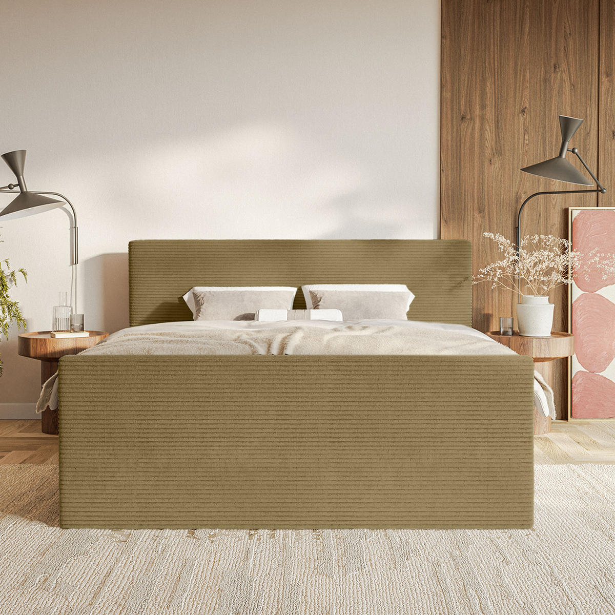 BOXSPRINGBETT Velipoja Cord 160x200 cm, Braun - Braun, Textil (160/200cm) - Fedve