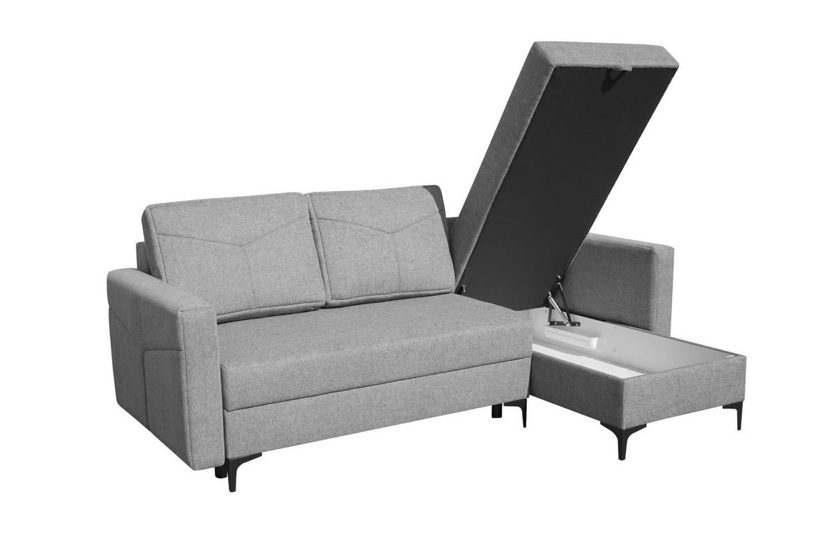 ECKSOFA KAIRO mit Schlaffunktion und Zwei Bettkasten (Grau) - Grau, Textil (230/150cm) - VENASI MÖBEL