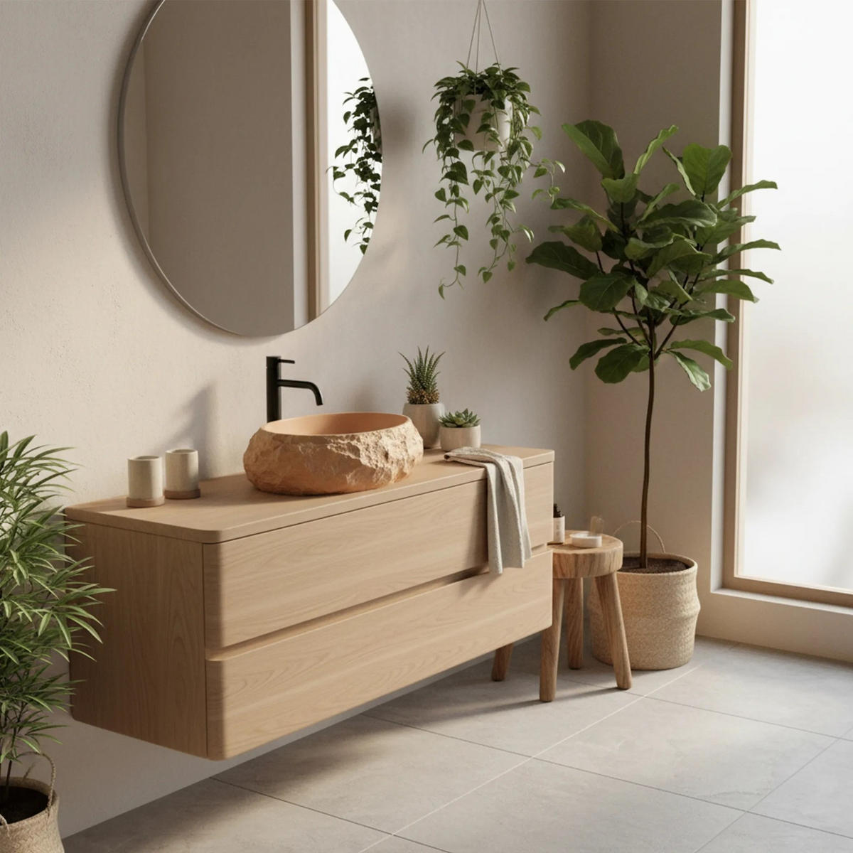 AUFSATZWASCHBECKEN Rea Mika Light Terracotta - Beige, Keramik (38/15/50cm) - REA