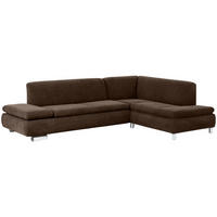 ECKSOFA mit Ottomane rechts Kaye Bezug Veloursstoff Metallfuß verchromt / braun - Braun, Kunststoff (270/190cm) - 58aufmkessel