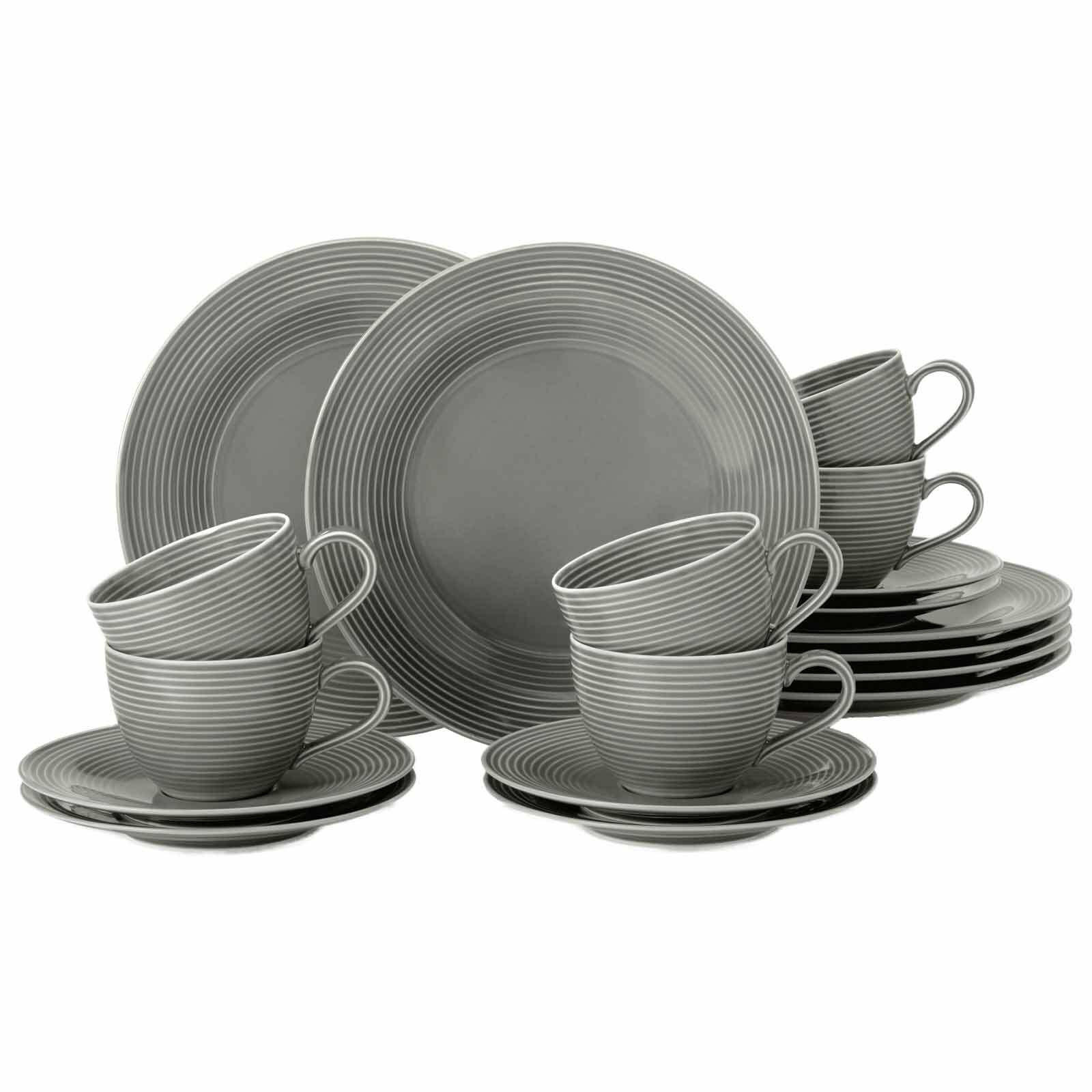 KAFFEESERVICE Beat Color Glaze Perlgrau 18er Set - Grau, Keramik (24/18.1/43cm) - Seltmann Weiden