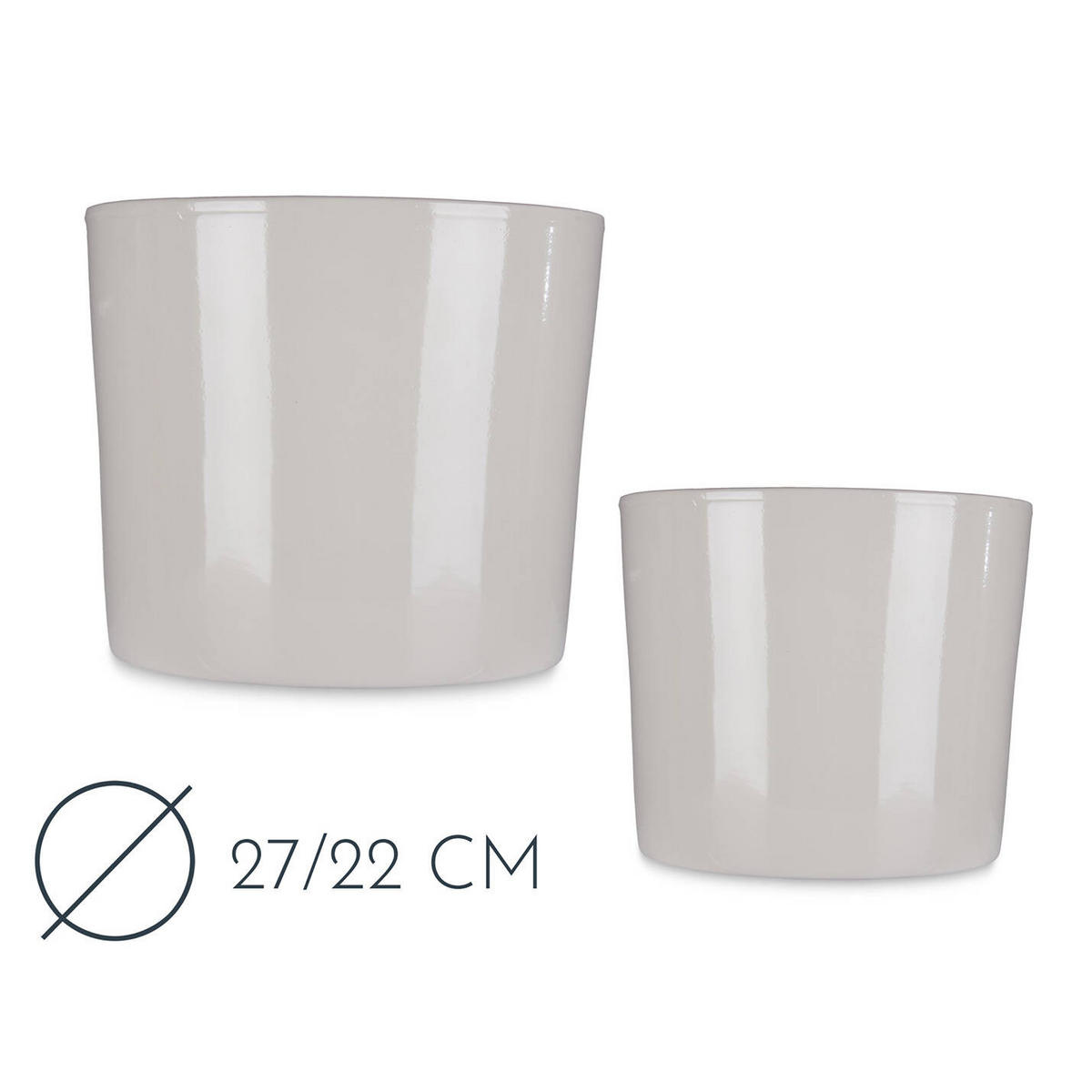 BLUMENTÖPFE Minimal 22/27 cm, 2er-Set - Grau, Keramik (27/23cm)