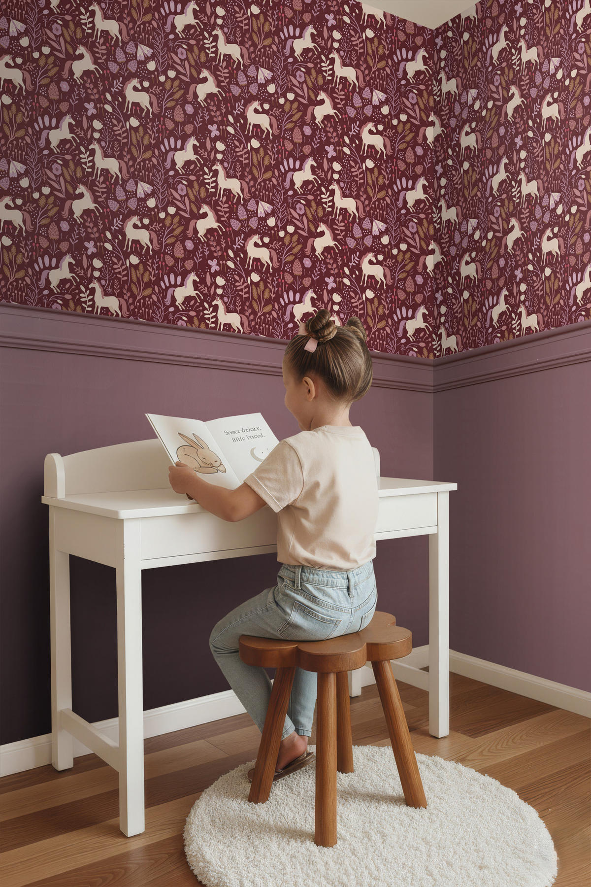 TAPETE Einhörner 0.53 x 10.05 m - Lila, Papier (53/0.1cm) - ESTAhome