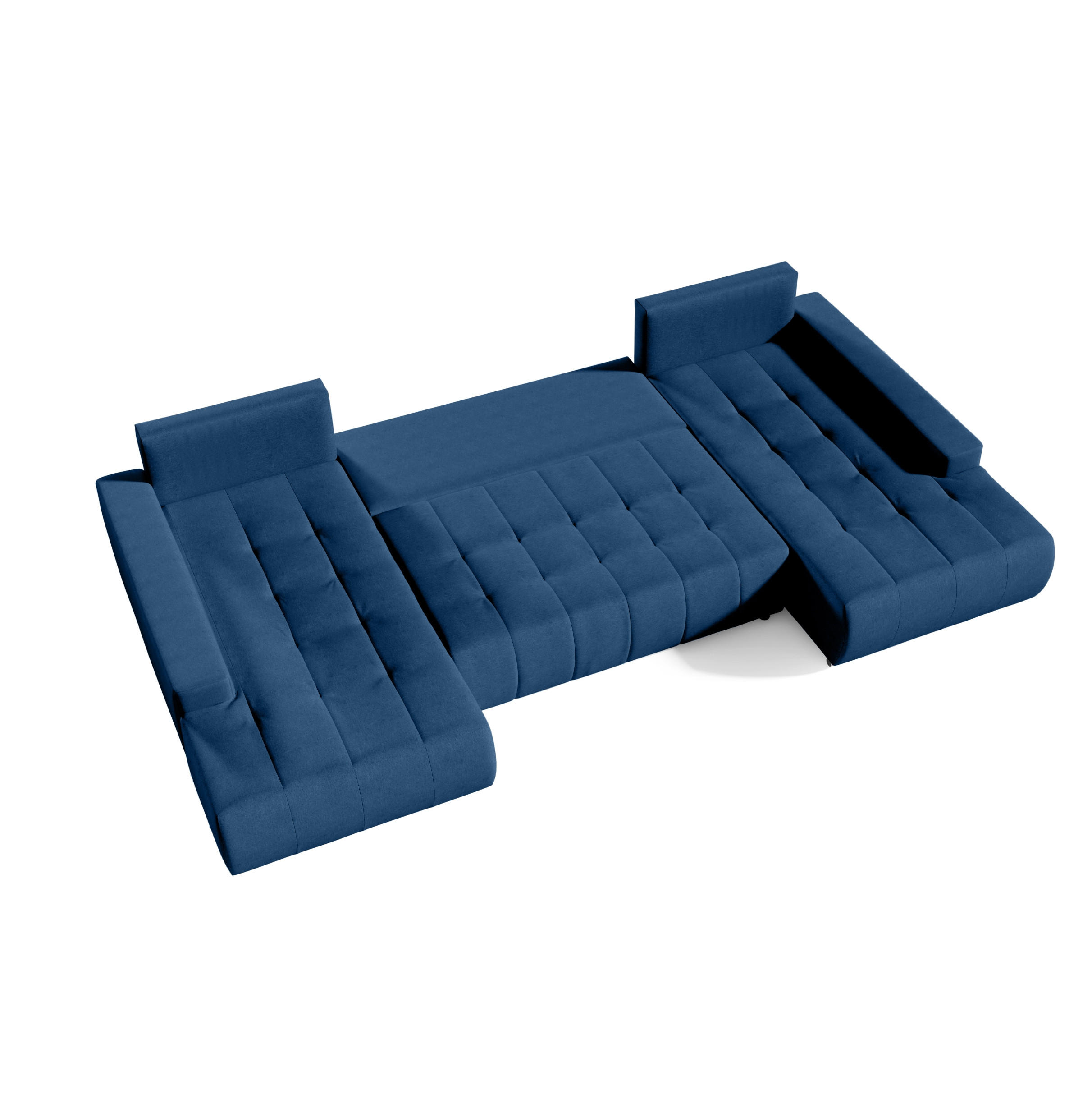 WOHNLANDSCHAFT mit Schlaffunktion Dhaka U, Dunkelblau - Blau, Textil (185/85/350cm) - Fedve