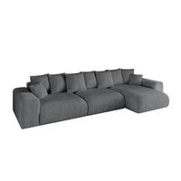 ECKSOFA Ottomane rechts ESKAR-L 364x176x84 Dunkelgrau Cord - Dunkelgrau/Schwarz, Holzwerkstoff/Kunststoff (176/364cm) - ALTDECOR