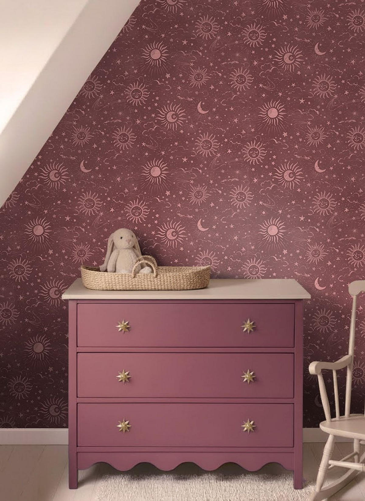 TAPETE Sternenhimmel 50 x 900 cm - Pink, Papier (50/0.1cm) - ESTAhome