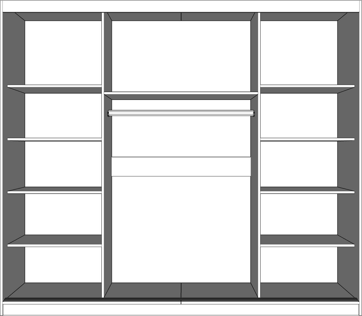 SCHWEBETÜRENSCHRANK Multi 31 Schwarz, Schwarz + Spiegel, ohne LED Beleuchtung 203 cm - Schwarz/Alufarben, Glas/Holzwerkstoff (203/218/61cm) - imoebel24