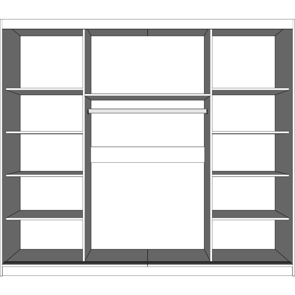 Thumbnail - imoebel24 Schwebetürenschrank, Schwarz, Sonoma Eiche, Kunststoff, Rechteckig, 250x218x61 cm, Schlafzimmer, Kleiderschrän...