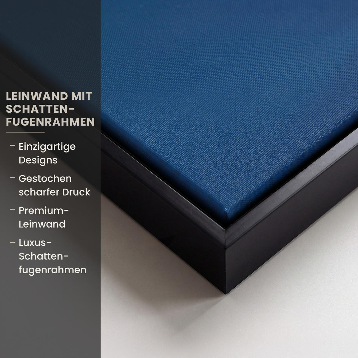 LEINWAND Bilder mit Rahmen - Skyline - Pinselstriche - Dunkelblau - Leuchtend - 90x140 - Blau, Textil (90/140cm) - MuchoWow