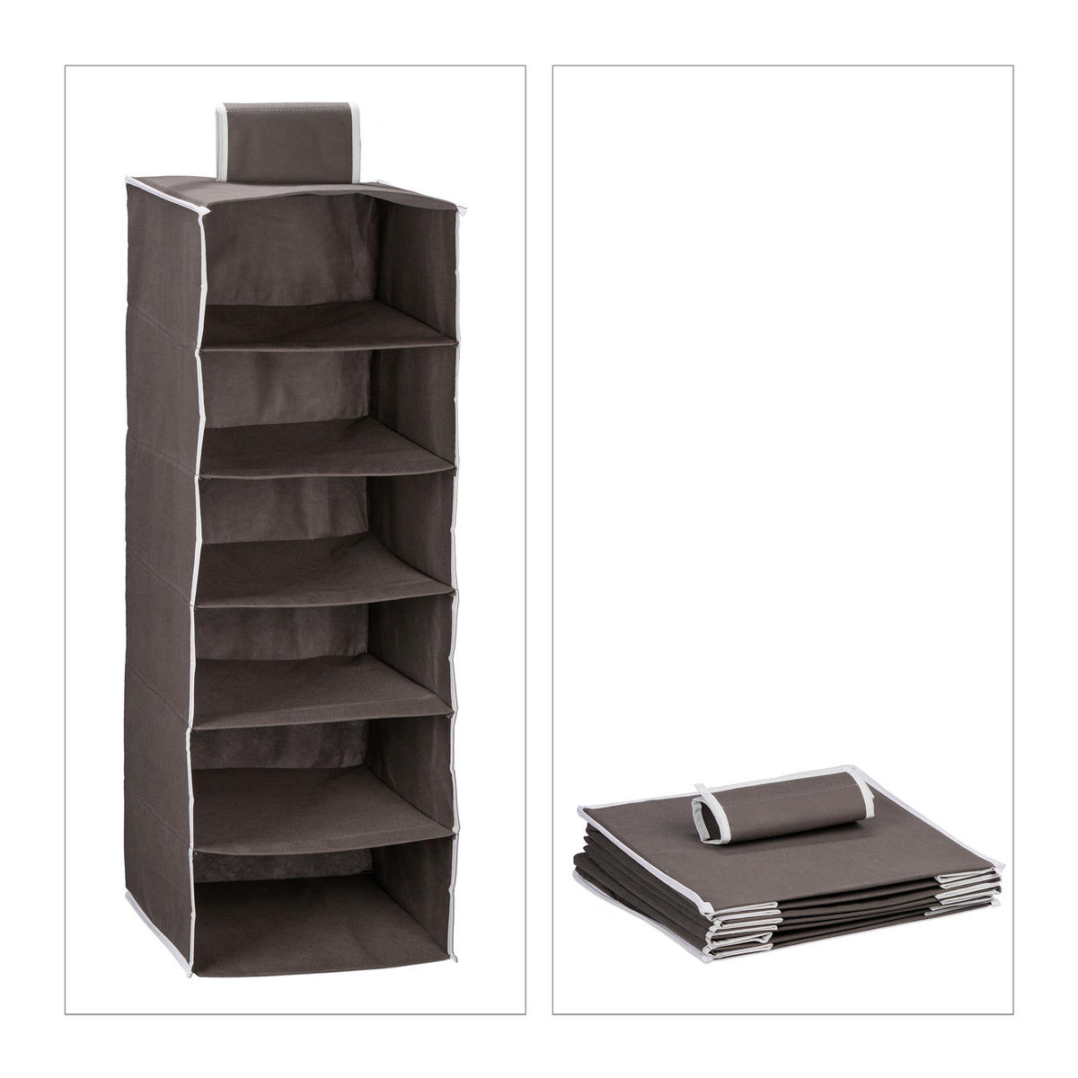 ZÁVESNÉ regály - antracitová, textil/vlnitá lepenka (31cm) - Relaxdays