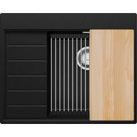 SPÜLBECKEN Sydney, 2-er set Schwarz Metallic 62/50 cm 1 Becken + Ablauf-Set + Küchenzubehörset ab 45er Unterschrank - Chromfarben/Schwarz Hochglanz, Kunststoff (62/20/50cm) - Primagran