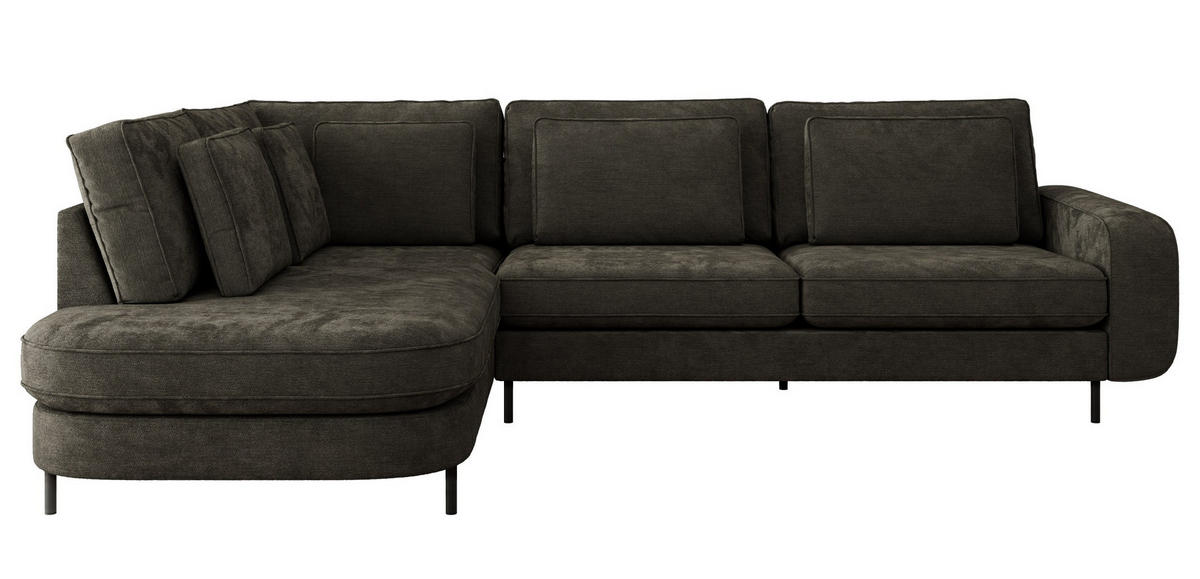 ROHOVÁ SEDAČKA CALENO L - Tmavě šedá Hrubě tkaná žinylka - Pravá Strana - černá/tmavě šedá, kov/textil (317/225cm) - MKS