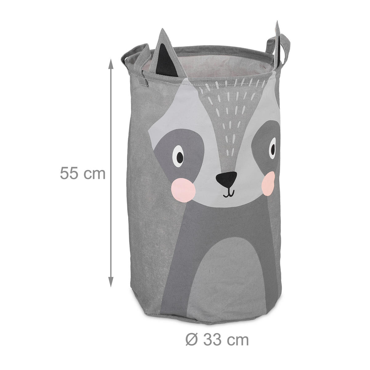 KOŠ Vícebarevný motiv mývala - šedá, textil/plast (33/33cm) - Relaxdays