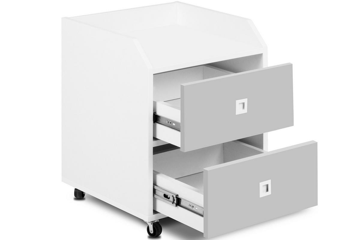 ROLLCONTAINER MIRUM unter dem Schreibtisch, Weiß/Grau - Weiß/Grau, Holz (43/55/40cm) - KONSIMO®