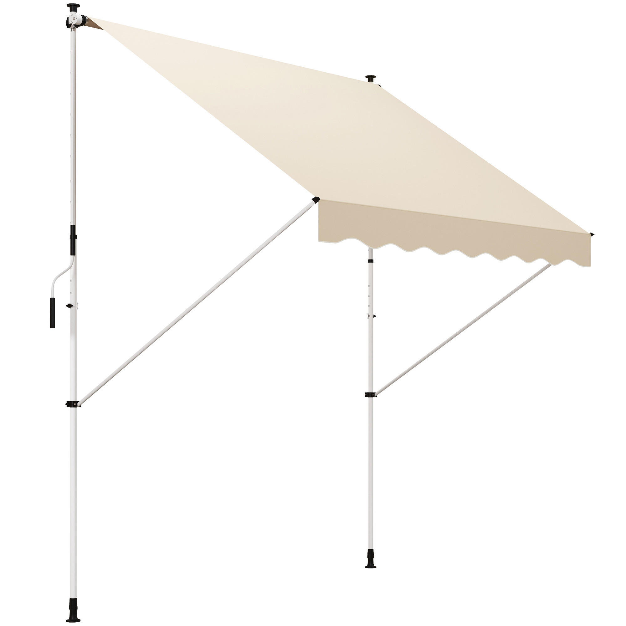 KLEMMMARKISE mit Handkurbel, höhenverstellbare Gelenkarmmarkise, 150 cm breit, Balkonmarkise Beige - Beige, Metall (300/280/150cm)
