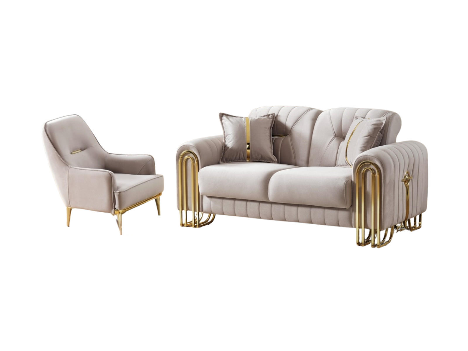 SITZGARNITUR Bogota, Beige Stellvariante 2+1 - Beige, Holzwerkstoff/Metall (175/87/98cm)