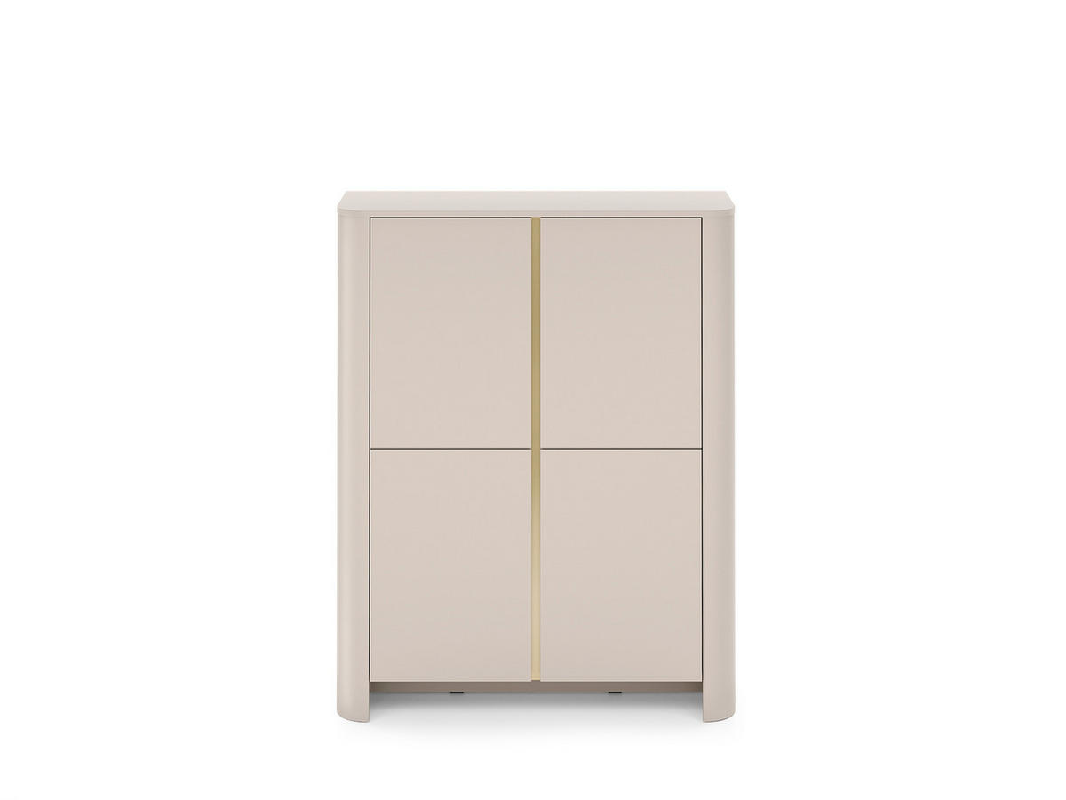 SIDEBOARD AMOS KOM1-4D Abgerundeter Korpus, Kaschmir - Kaschmir, Holzwerkstoff/Kunststoff (103/132/39cm) - Komodee