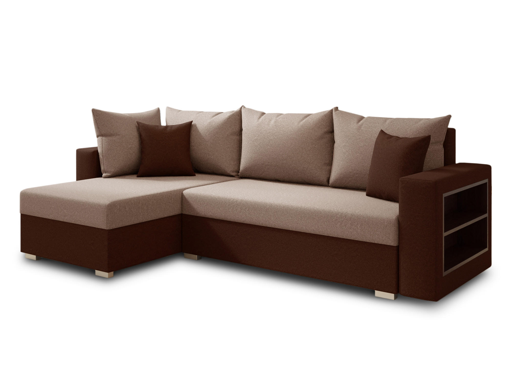 ECKSOFA Lord, Seite: Links - Braun, Holz/Textil (238/141cm) - Sofnet