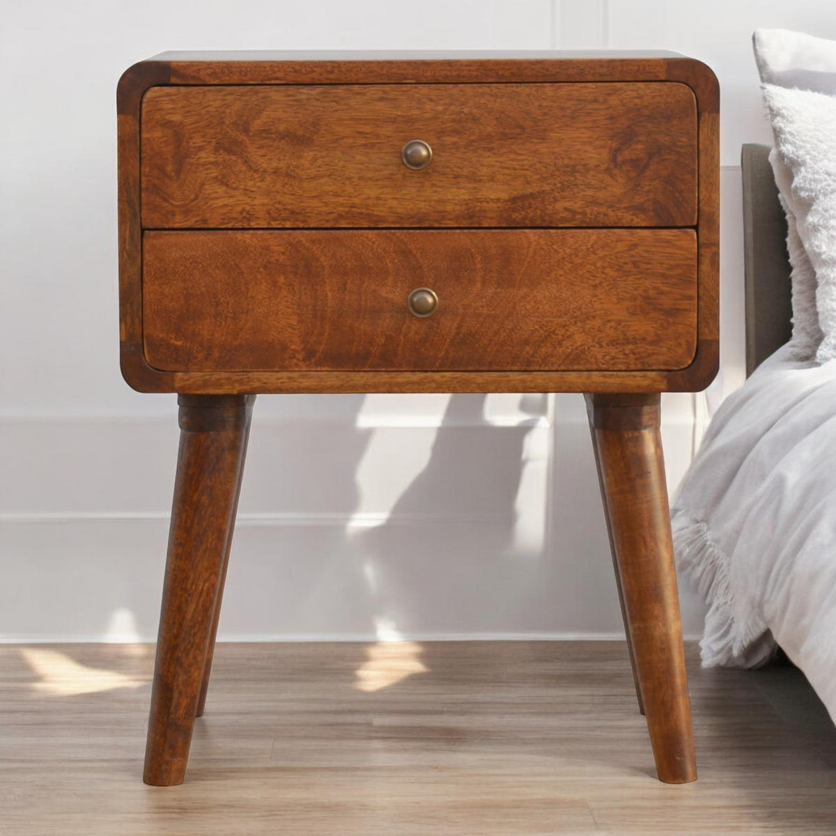 NACHTTISCH Levitate - Messingfarben/Braun, Holz/Metall (45/55/35cm) - Artisan Furniture