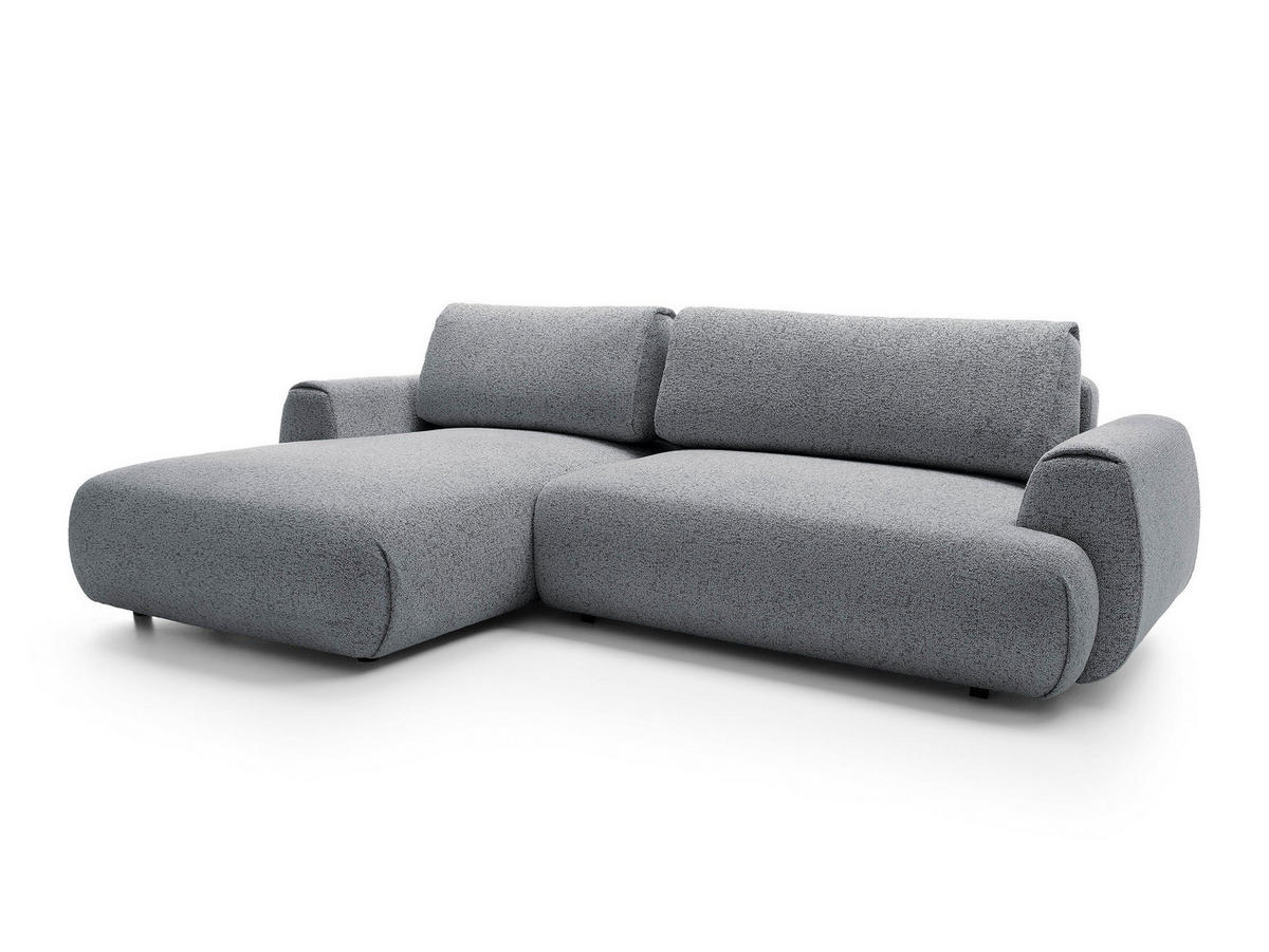 ECKSOFA ZEST Grau Geflochtener Stoff mit Schlaffunktion - Grau, Holz (270/167cm) - MASSENO
