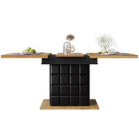 ESSTISCH 110-140/80/75 cm Schwarz/Natur aus MDF mit Auszug und Stauraum - Schwarz, Holzwerkstoff (110/80/75cm) - OKMYHOME