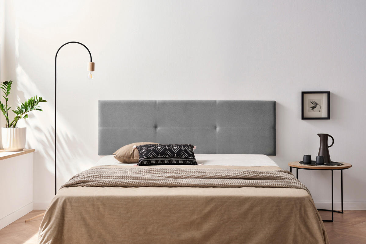 KOPFTEIL gepolstert ALMA Aqualine 170x50x5 cm - Hellgrau - Moonia - Hellgrau, Holz (170/5/50cm)