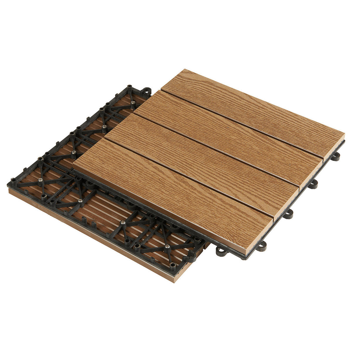 TERRASSENFLIESE - 11er-Set - Hellbraun, Kunststoff (30/30/2.4cm) - home24