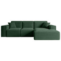 ECKSOFA Ottomane Rechts SERRA-L - 266x165x73 cm Grün Cord - Schwarz/Grün, Holzwerkstoff/Kunststoff (266/165cm) - ALTDECOR