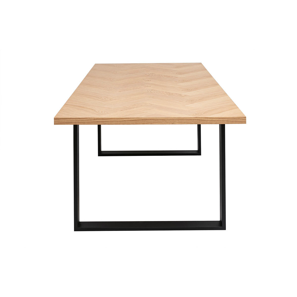 ESSTISCH Rechteck Eiche Metall Schwarz L200 MAGDA - Eiche Bianco, Holz (200/90/75.5cm) - Miliboo